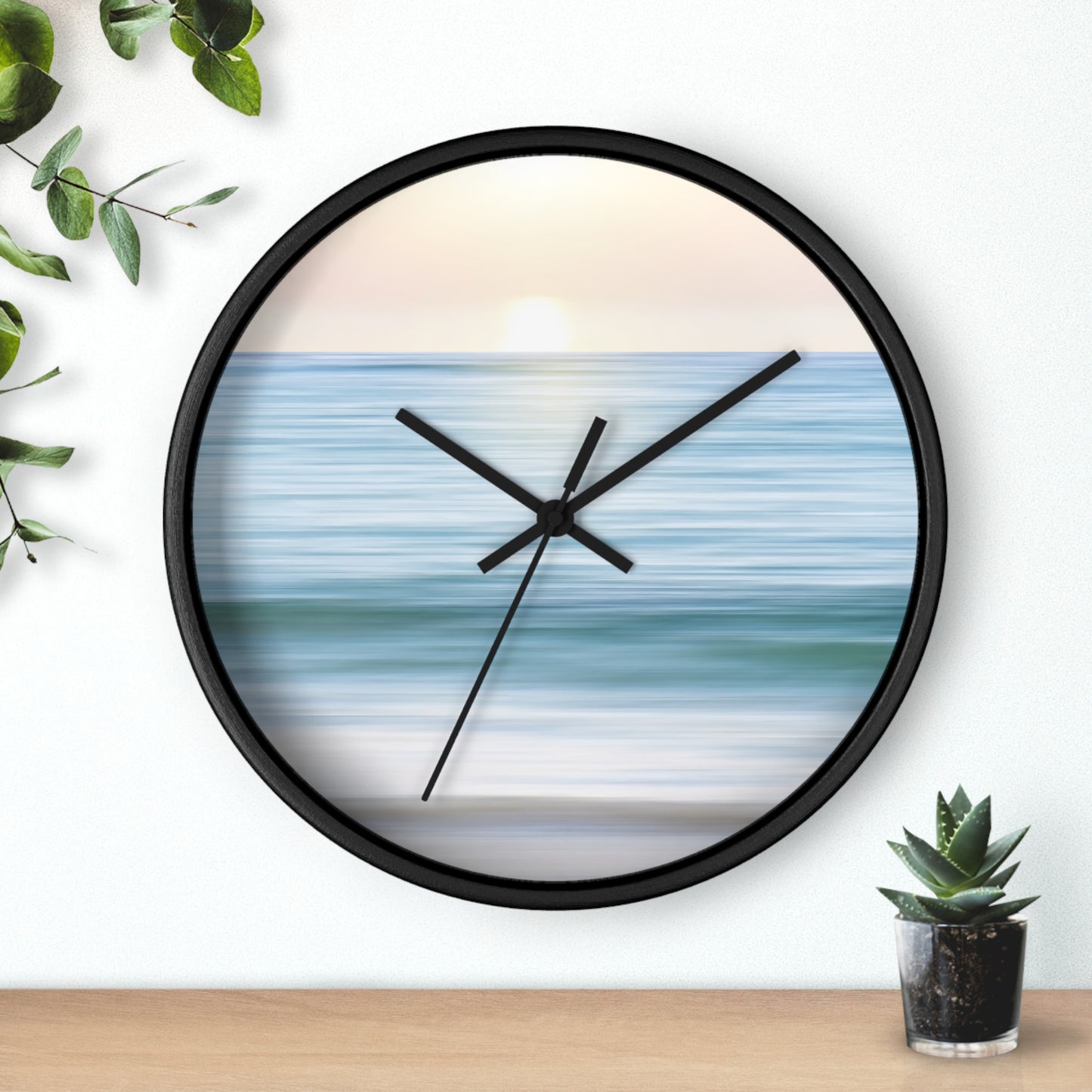 Coastal Cottage Sunset Wall Clock - Select from Black, White or Natural Wood Color