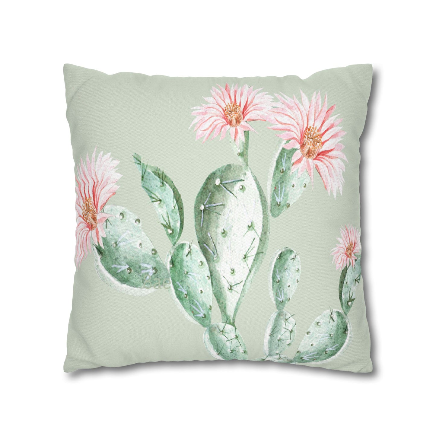 Cactus Flower Printed Square Pillow Cover (no insert) -  Multiple Sizes (14"x14", 16"x16", 18"x18", 20"x20"), Includes zipper closure