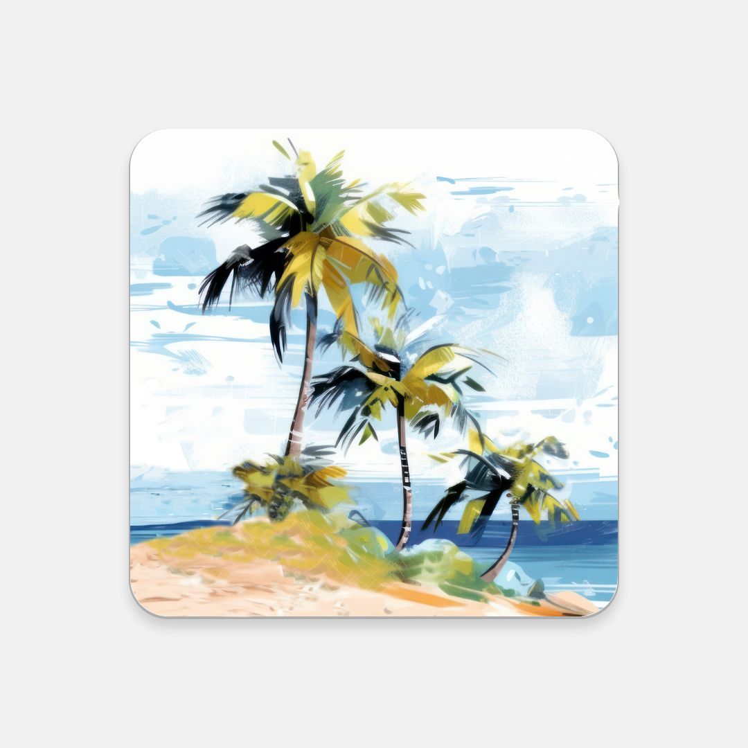 Tropical Retreat - Square Hardboard Coaster, Cork Backed  -3.75"x 3.75" - Perfect for Tropical Home Decor & Gifts - Priced per coaster