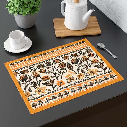Fall Flowers Placemat 18" × 14" Cotton Twill, Fall Boho Placemat, Thanksgiving Placemat, Fall Autumn Table Decor, Boho Placemat, Halloween Table Decor - Priced per placemat