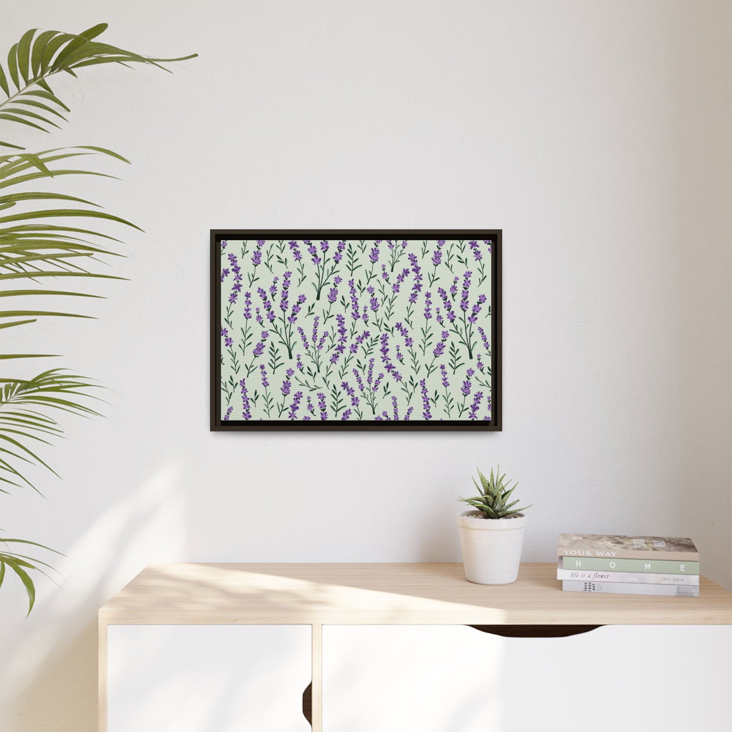 Lavender Sage Framed Matte Canvas Art - Multiple Frame Color &  Size Options