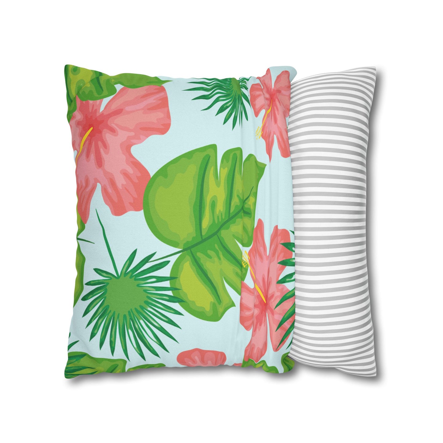 Tropical Island  Printed Square Pillow Cover (no insert) -  Multiple Sizes (14"x14", 16"x16", 18"x18", 20"x20"), Includes zipper closure
