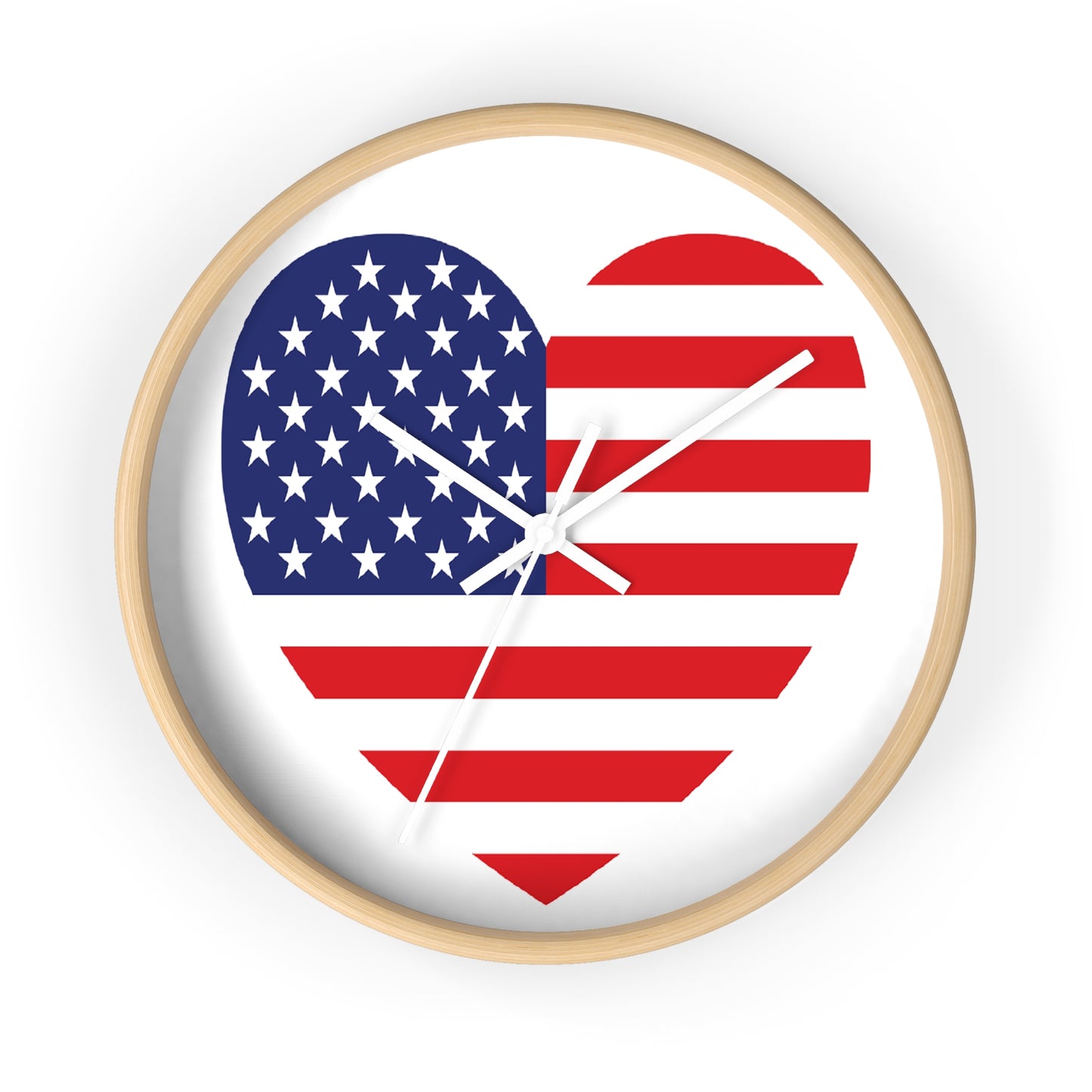 American Flag Heart - Select from Black, White or Natural Wood Color - Patriotic Heart Wall Clock | USA Love Home Decor, American Flag Clock, Gift for Veterans, Independence Day Celebration, Rustic Wall Art