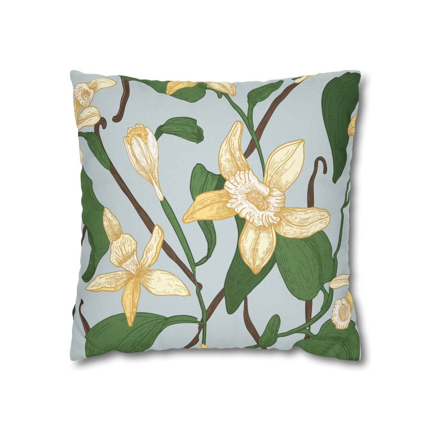 Vanilla Bean Printed Square Pillow Cover (no insert) -  Multiple Sizes (14"x14", 16"x16", 18"x18", 20"x20"), Includes zipper closure