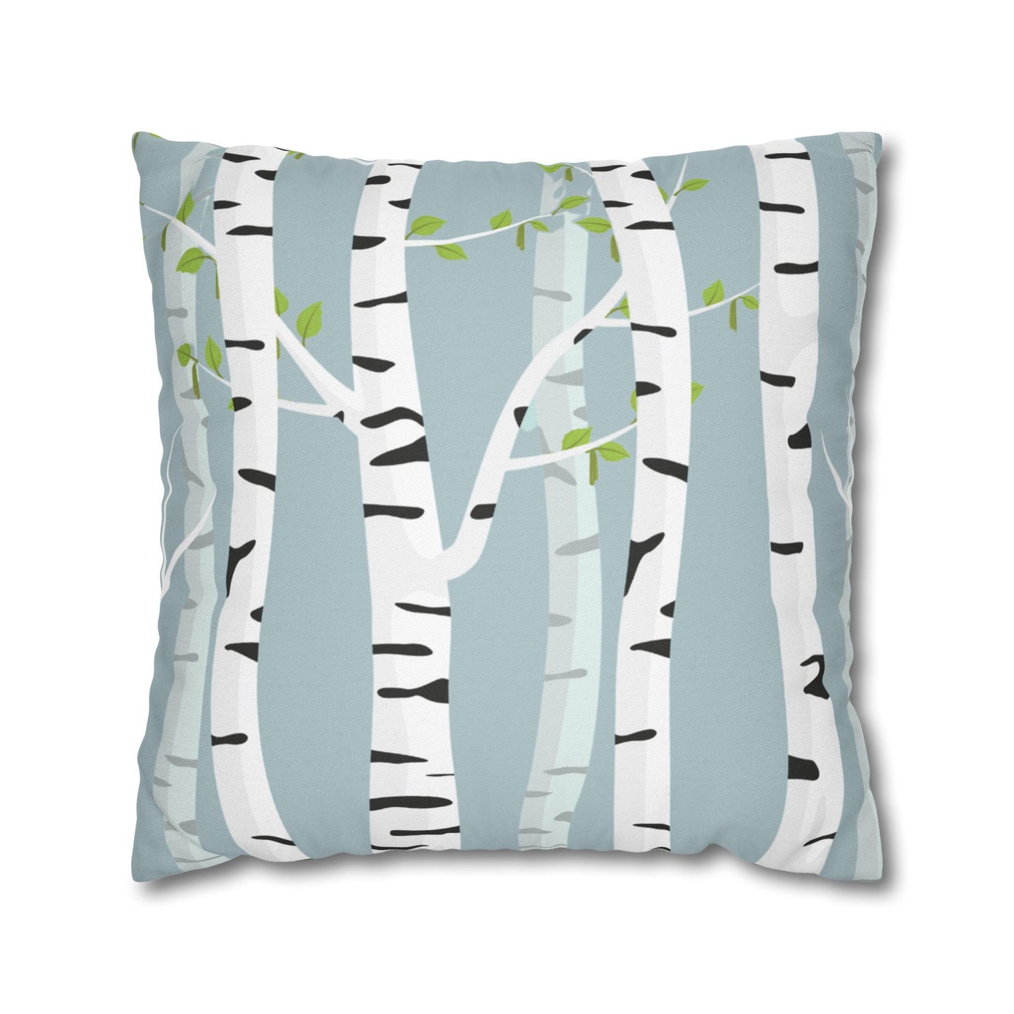 White Birch Printed Square Pillow Cover (no insert) -  Multiple Sizes (14"x14", 16"x16", 18"x18", 20"x20"), Includes zipper closure