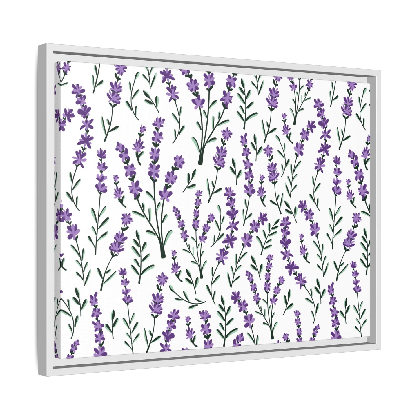 Lavender White Framed Matte Canvas Art - Multiple Frame Color &  Size Options