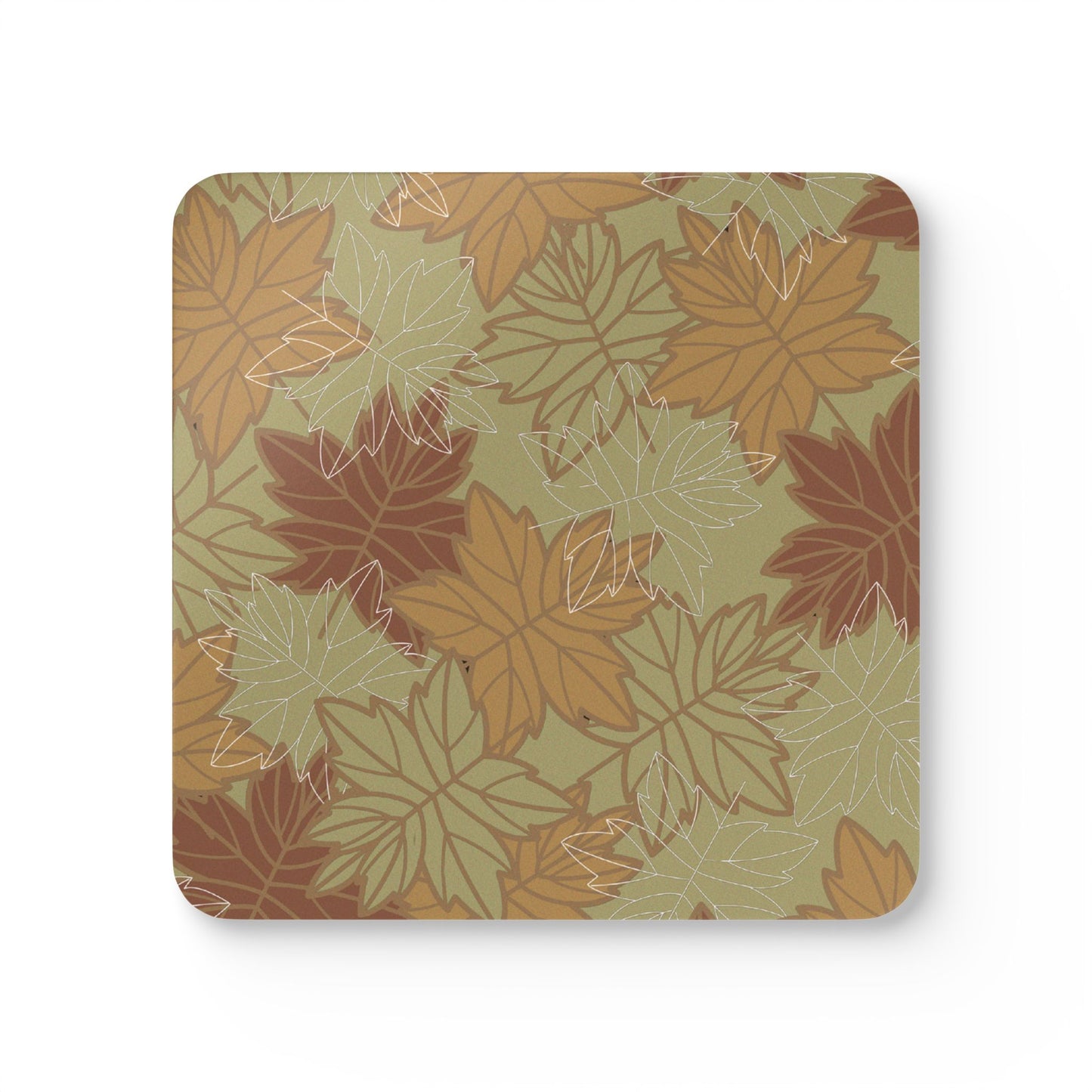 Earthy Leaves Coasters, Set of 4 - Thanksgiving Coaster, Fall Table Decor, Brown Coaster Set, Leaves Design Coasters, Coaster Gift Set, Cork Backed Coasters