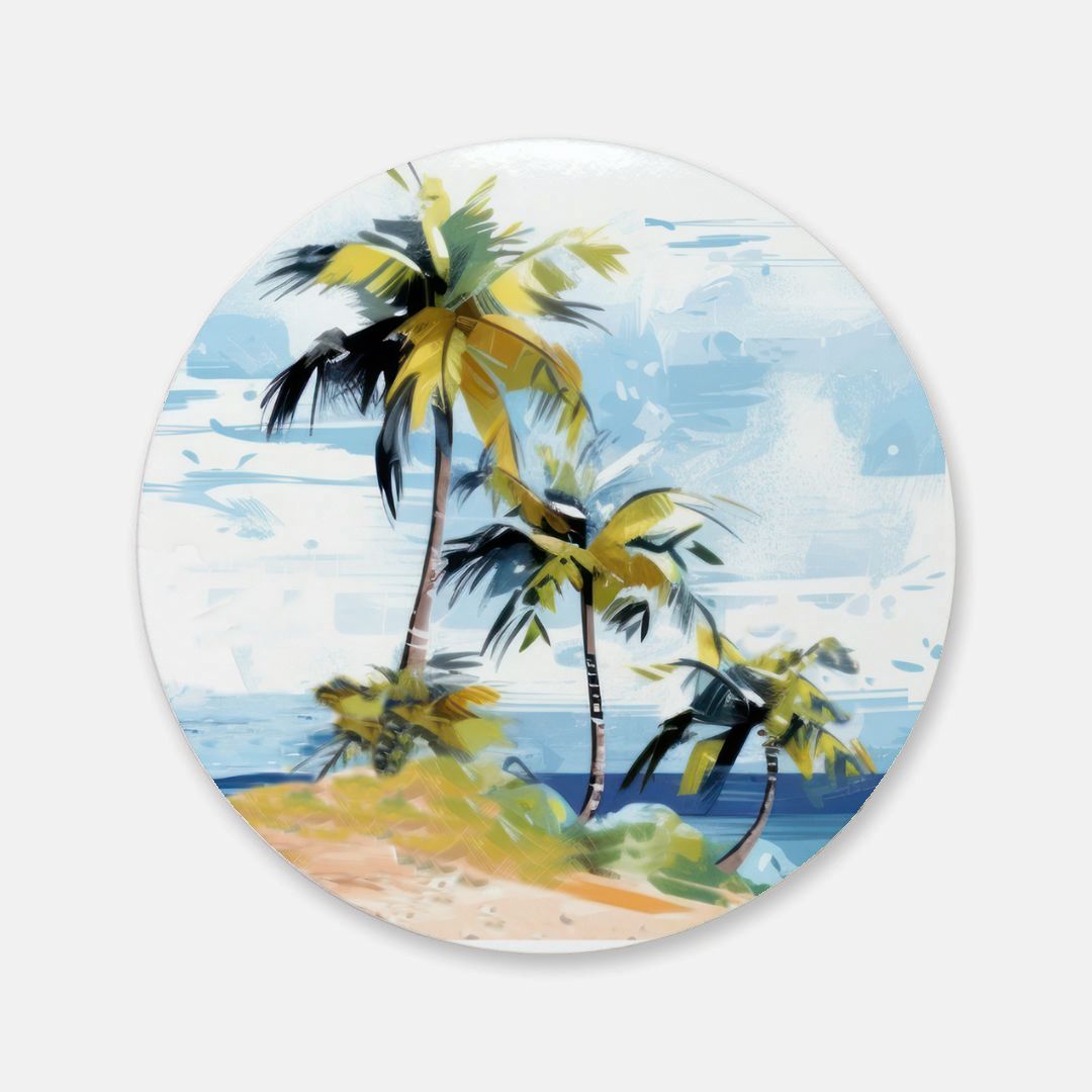 Tropical Retreat - Round Hardboard Coaster, Cork Backed  - 3.75"x 3.75" - Perfect for Tropical Home Decor & Gifts - Priced per coaster