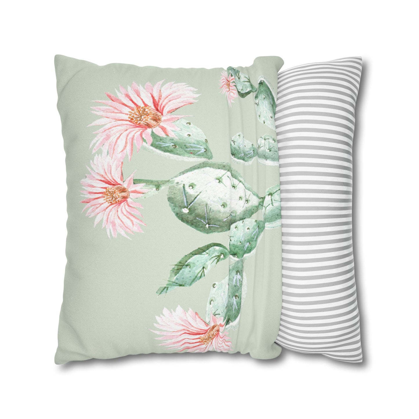 Cactus Flower Printed Square Pillow Cover (no insert) -  Multiple Sizes (14"x14", 16"x16", 18"x18", 20"x20"), Includes zipper closure