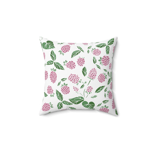 Pink Berry Printed Square Pillow Cover with Insert -  Multiple Sizes (14"x14", 16"x16", 18"x18", 20"x20"), Includes insert and zipper closure