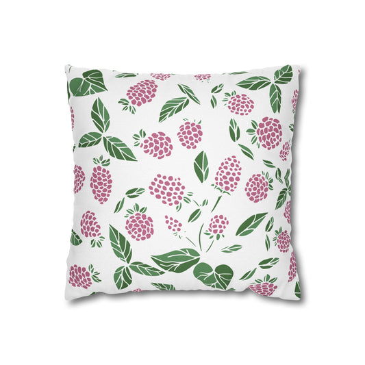 Pink Berry Printed Square Pillow Cover (no insert) -  Multiple Sizes (14"x14", 16"x16", 18"x18", 20"x20"), Includes zipper closure