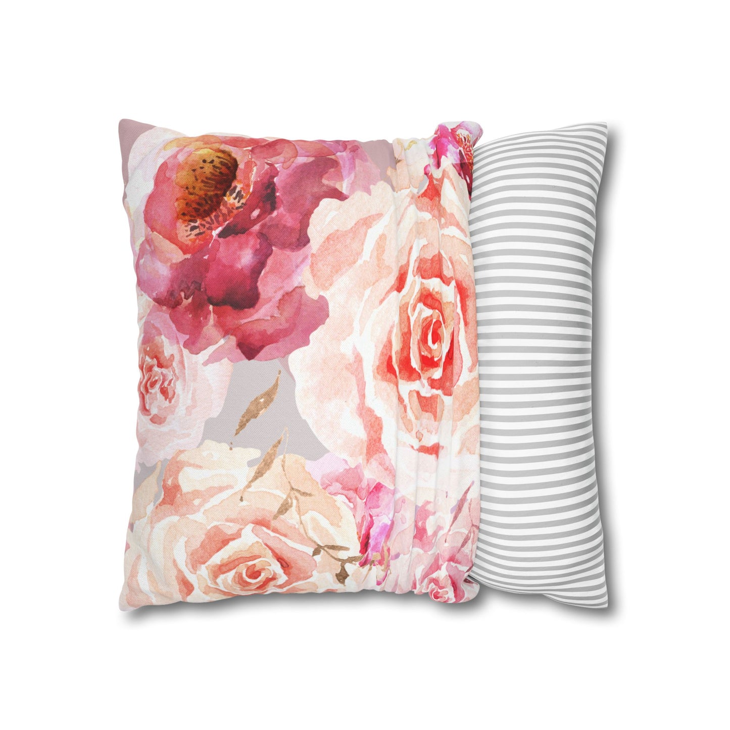 Bohemian Rose Printed Square Pillow Cover (no insert) -  Multiple Sizes (14"x14", 16"x16", 18"x18", 20"x20"), Includes zipper closure