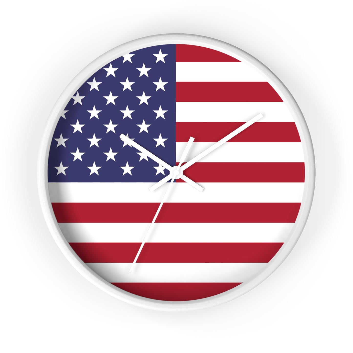 American Flag Wall Clock - Select from Black, White or Natural Wood Frame Color - Patriotic Design, Home Decor, USA Pride, Independence Day, Gifts for Him/Her, Office Decor