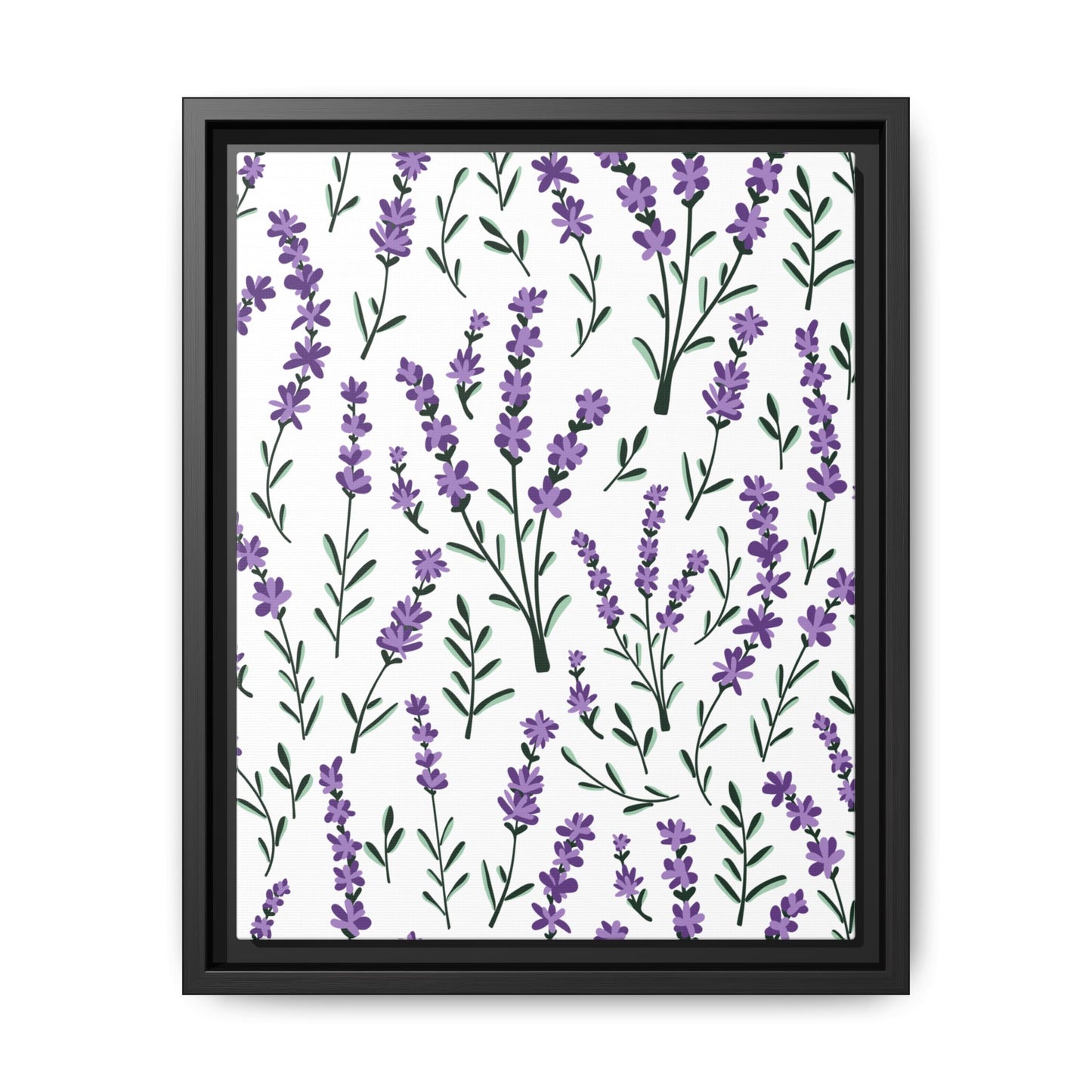 Lavender White Framed Matte Canvas Art - Multiple Frame Color &  Size Options