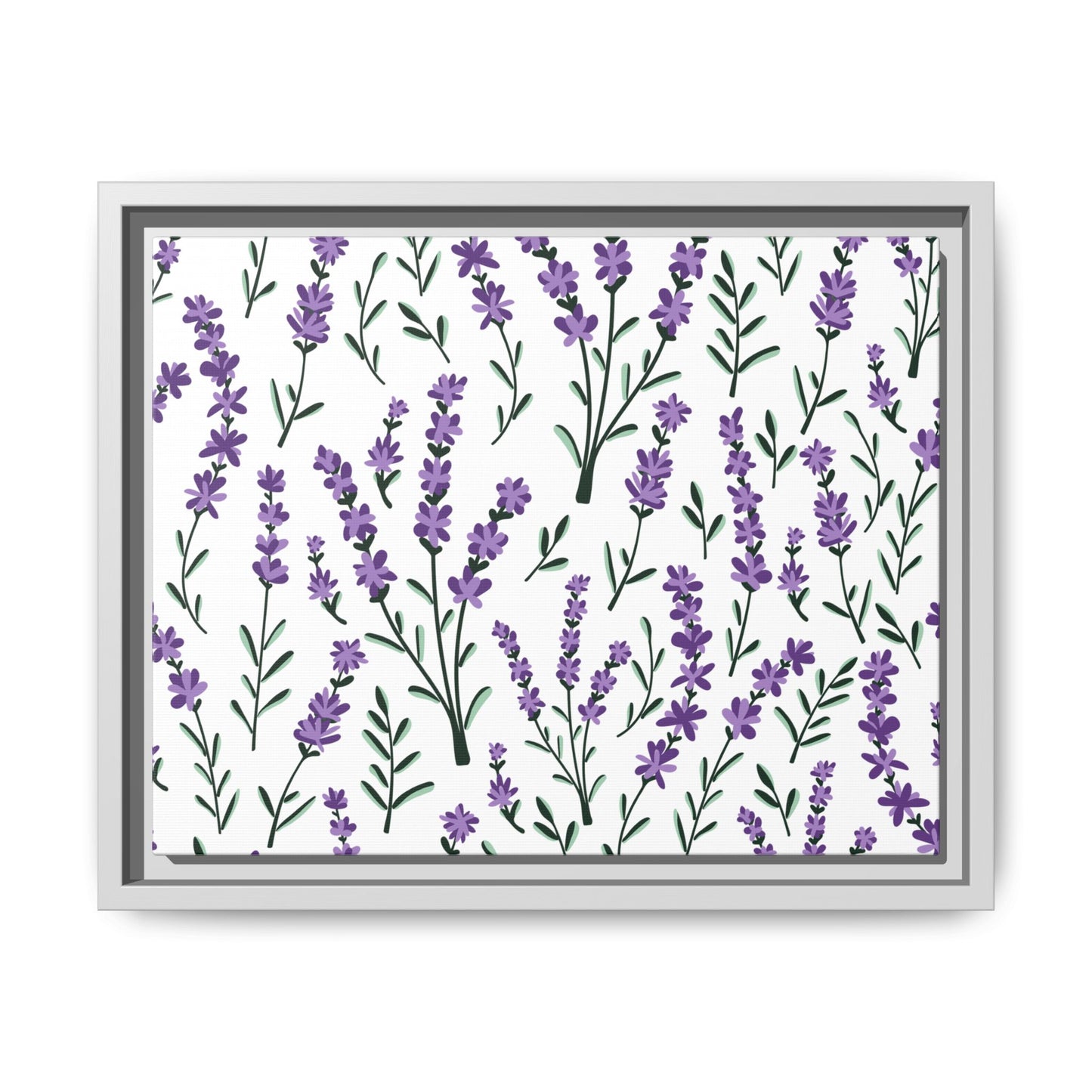 Lavender White Framed Matte Canvas Art - Multiple Frame Color &  Size Options