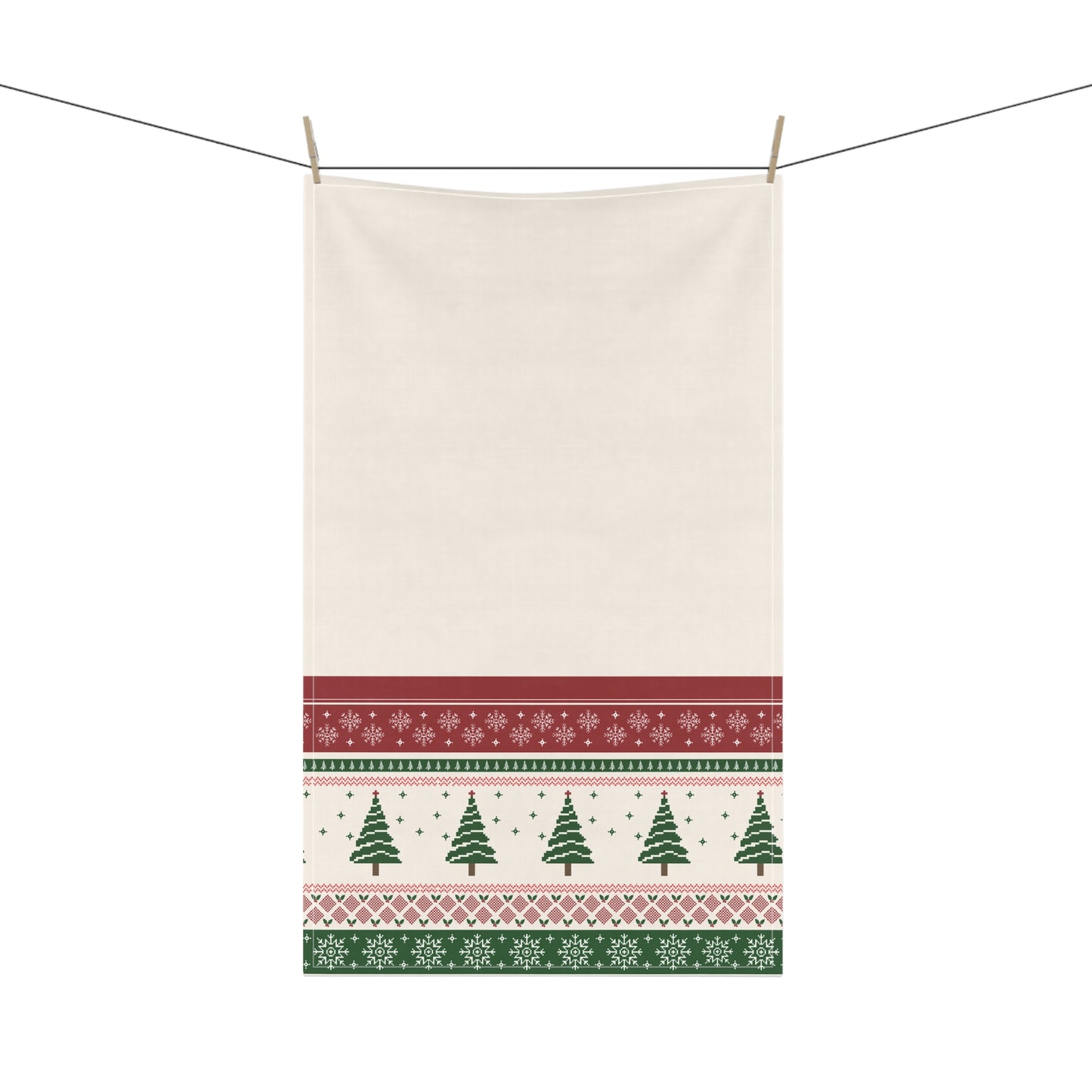 Christmas Trees Beige Tea Towel - 18" x 30", 100% Cotton Twill - Christmas Kitchen Towels, Cotton Holiday Kitchen Towels, Christmas Tea Towel, Gift for Christmas - Priced per towel