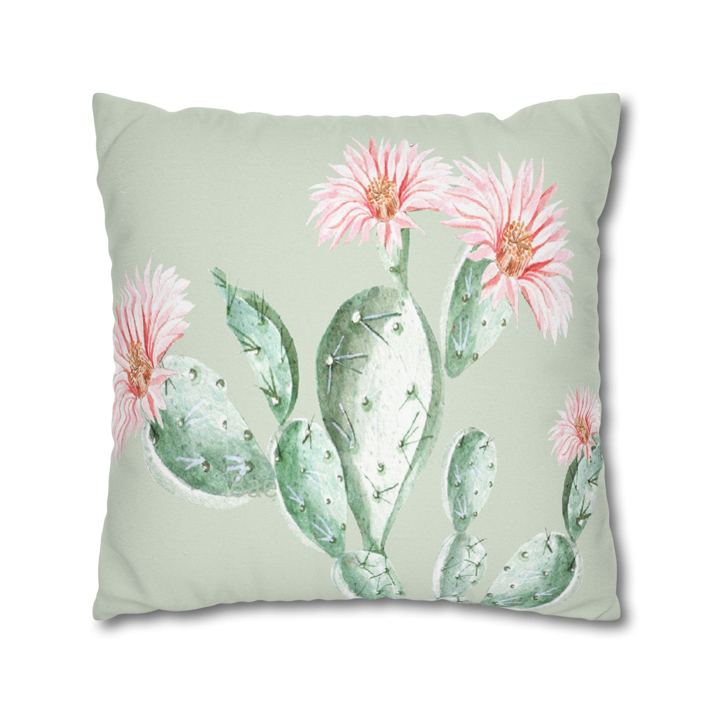 Cactus Flower Printed Square Pillow Cover (no insert) -  Multiple Sizes (14"x14", 16"x16", 18"x18", 20"x20"), Includes zipper closure