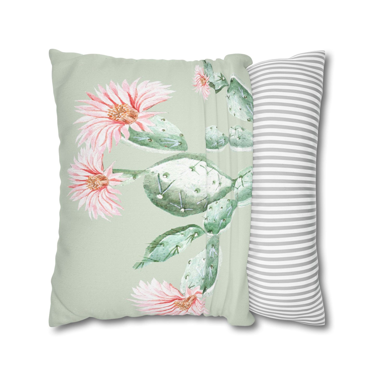 Cactus Flower Printed Square Pillow Cover (no insert) -  Multiple Sizes (14"x14", 16"x16", 18"x18", 20"x20"), Includes zipper closure