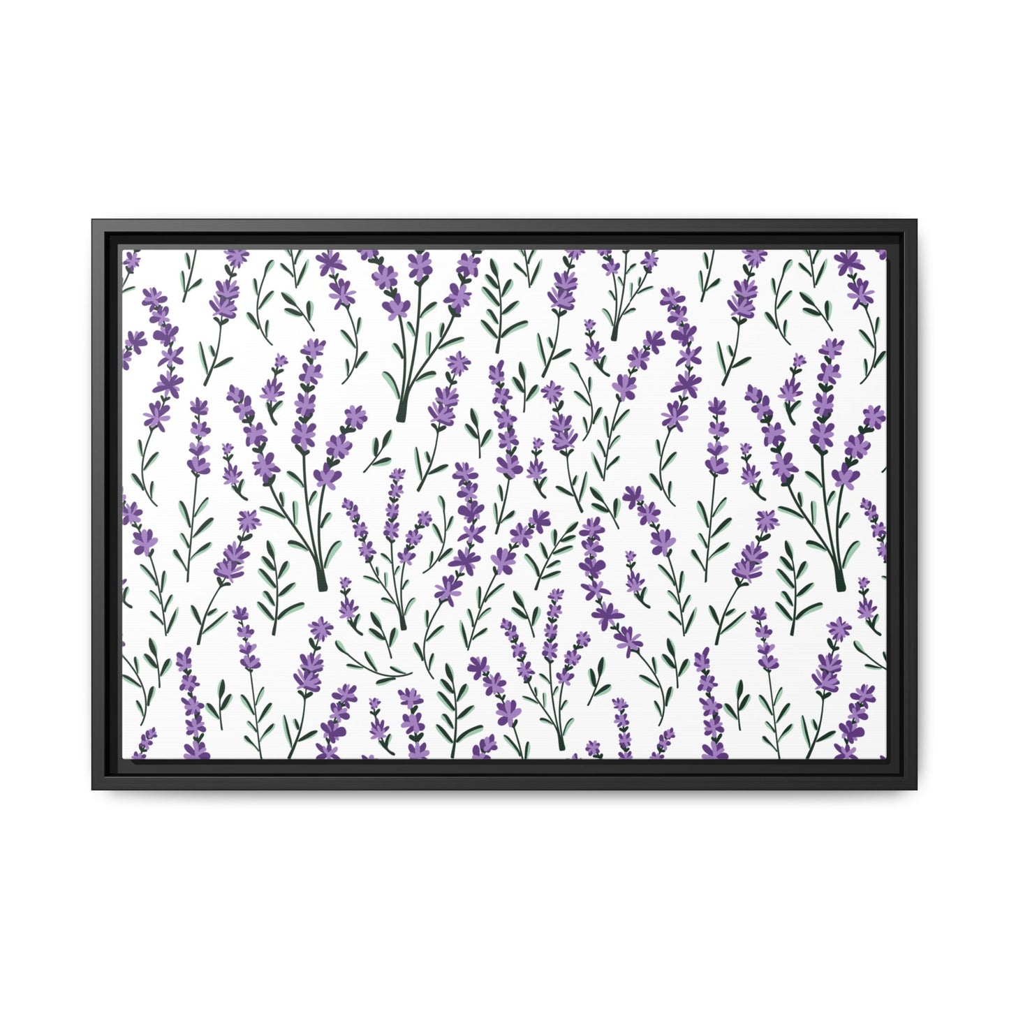 Lavender White Framed Matte Canvas Art - Multiple Frame Color &  Size Options