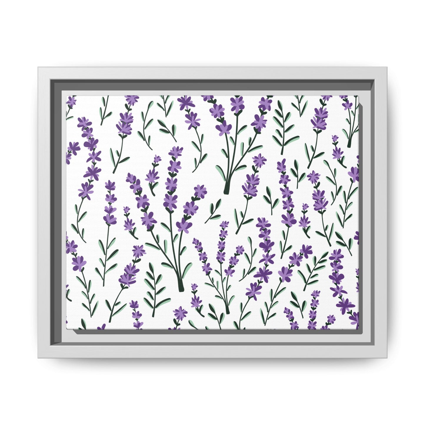 Lavender White Framed Matte Canvas Art - Multiple Frame Color &  Size Options