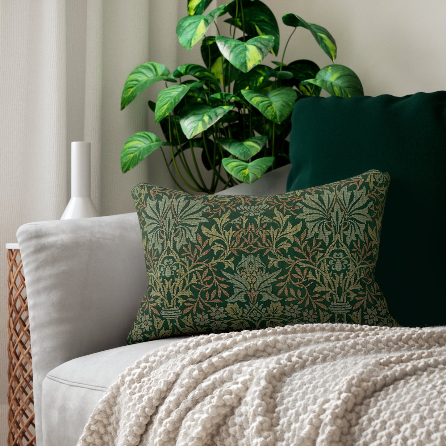 Flower Garden Printed  Lumbar Pillow with Insert (20" x 14") - Includes insert and zipper closure