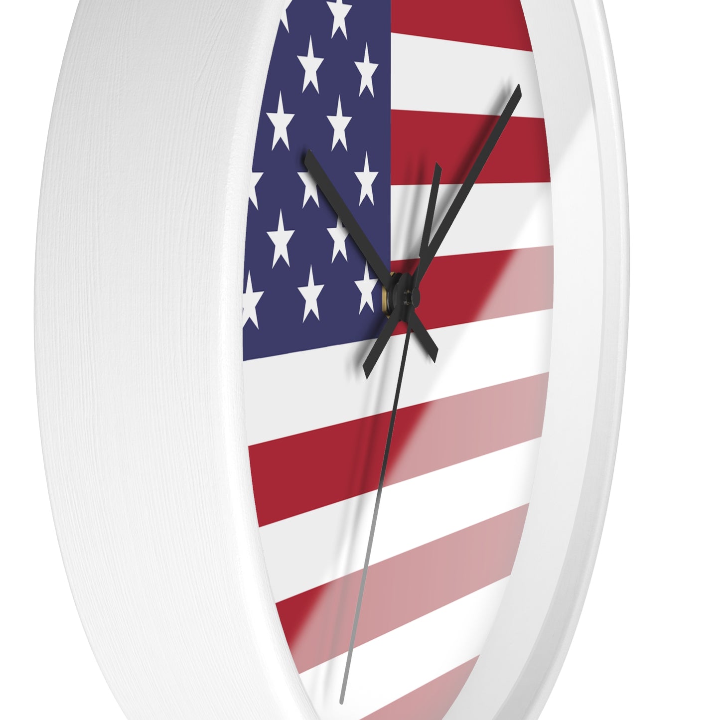 American Flag Wall Clock - Select from Black, White or Natural Wood Frame Color - Patriotic Design, Home Decor, USA Pride, Independence Day, Gifts for Him/Her, Office Decor
