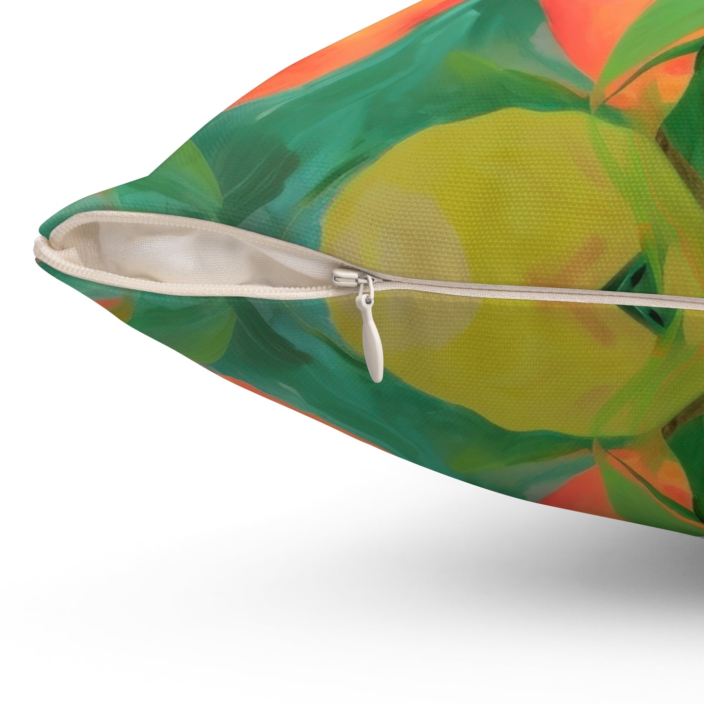 Mangoes Printed Square Pillow Cover with Insert -  Multiple Sizes (14"x14", 16"x16", 18"x18", 20"x20"), Includes insert and zipper closure