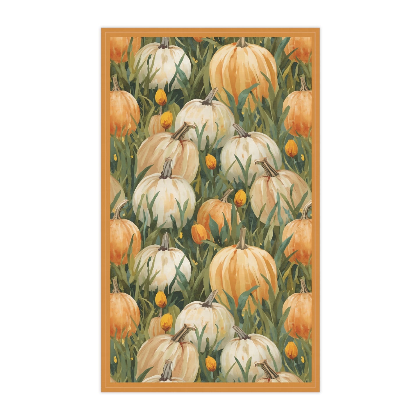 Pumpkin Patch Tea Towel 18" x 30", 100% Cotton Twill - Fall Autumn Kitchen Towels, Cotton Pumpkin Kitchen Towels, Thanksgiving Tea Towel, Gift for Housewarming, Halloween Kitchen Towel - Priced per towel