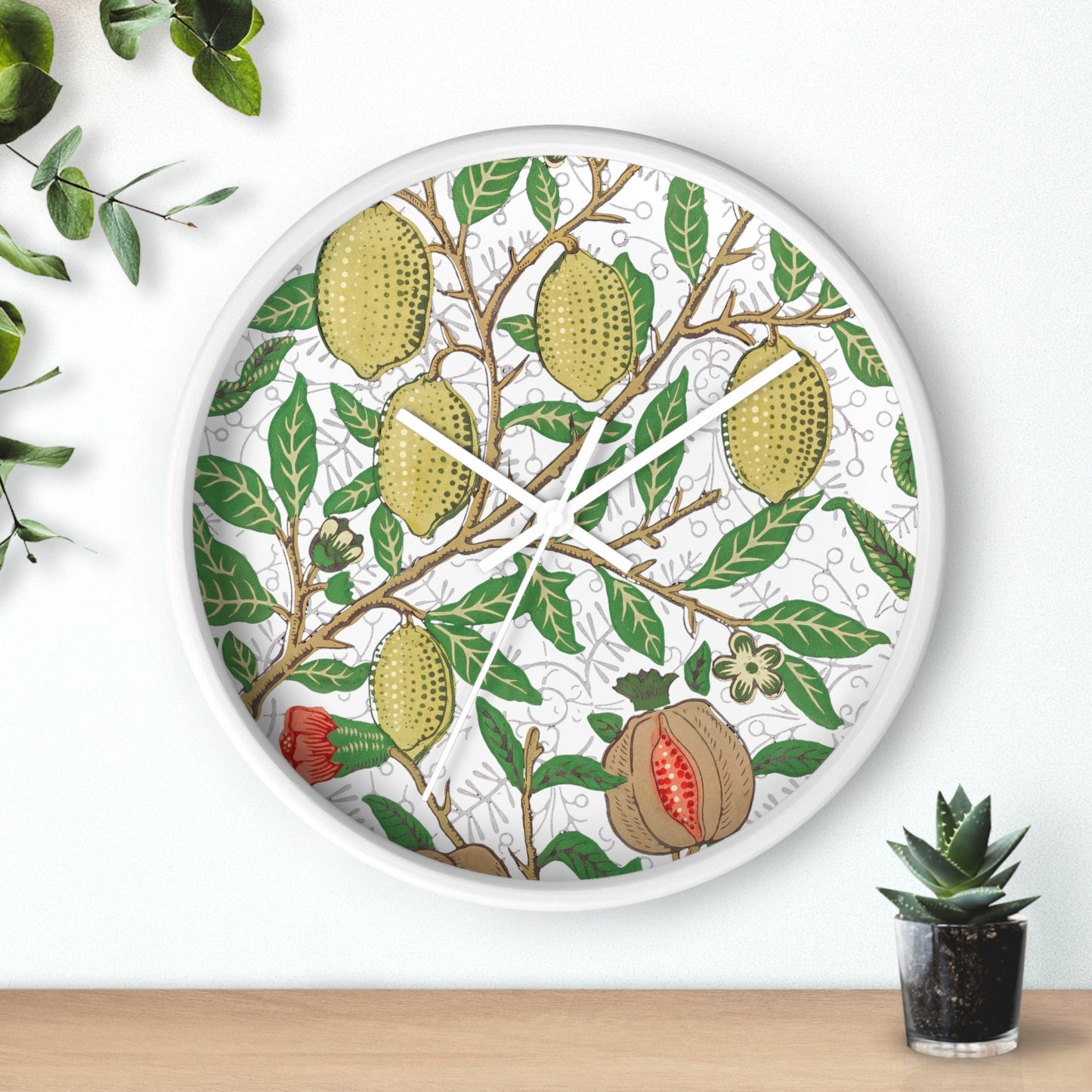 Lemon Verbena Wall Clock - Select from Black, White or Natural Wood Color