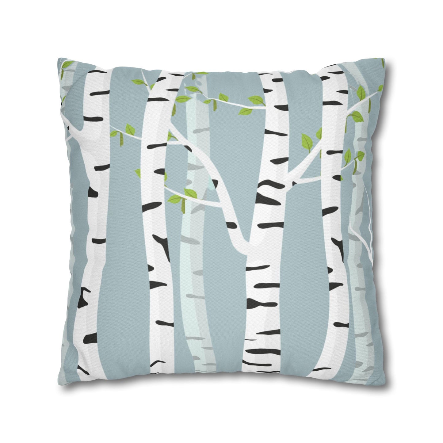 White Birch Printed Square Pillow Cover (no insert) -  Multiple Sizes (14"x14", 16"x16", 18"x18", 20"x20"), Includes zipper closure