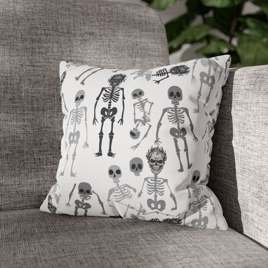 Skeletons Pillow Cover (no insert) - Multiple Sizes (14"x14", 16"x16", 18"x18", 20"x20") - Halloween Home Decor, Skeleton Throw Pillow, Halloween Throw Pillow Cover, Spooky Gift Idea, Unique Pillow Cover - Price for 1 pillow cover