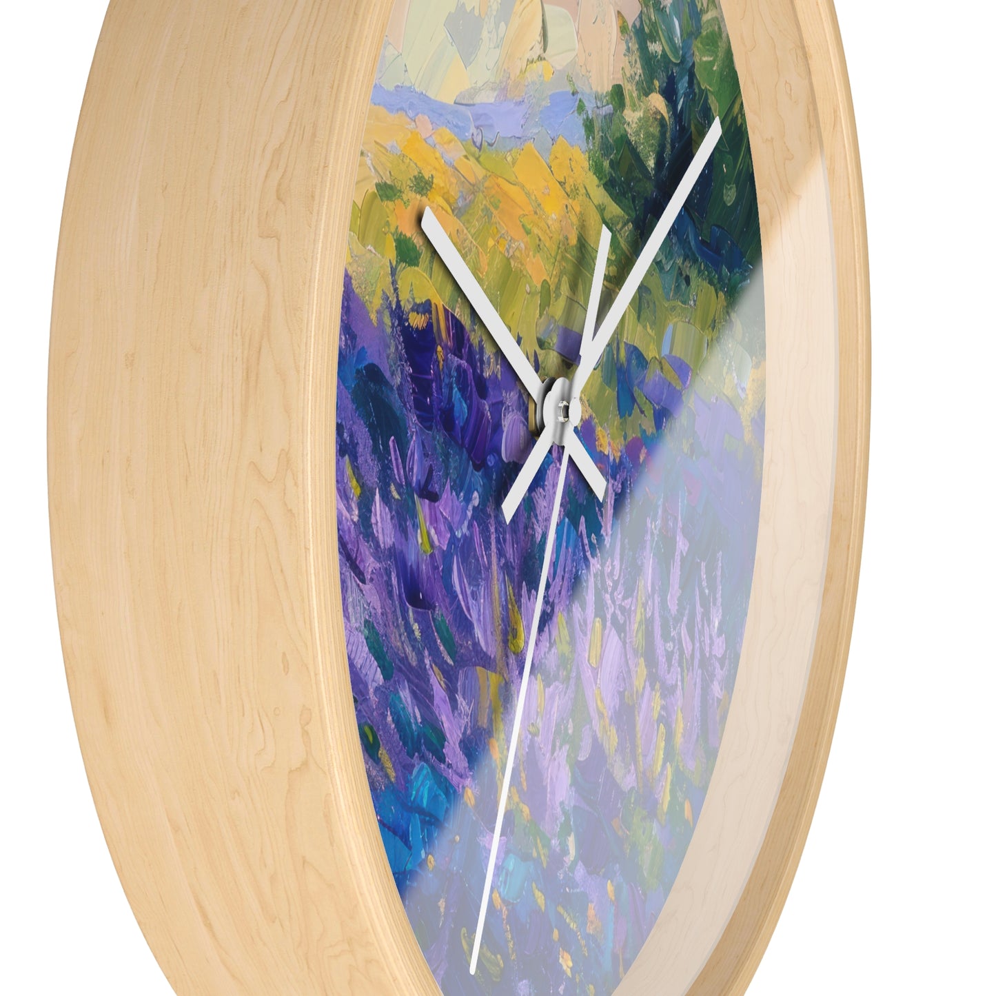 Lavender Fields Wall Clock - Select from Black, White or Natural Wood Color