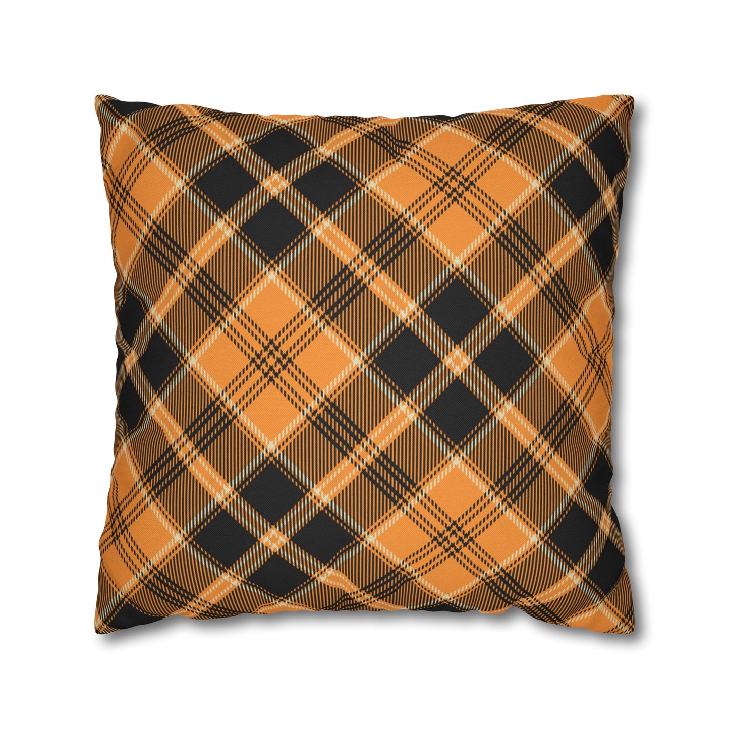 Halloween Plaid Pillow Cover (no insert) - Multiple Sizes (14"x14", 16"x16", 18"x18", 20"x20") Autumn Fall Plaid Pillowcase, Halloween Home Decor, Seasonal Cushion Cover, Perfect for Thanksgiving and Fall Decor, Home Gift for Halloween