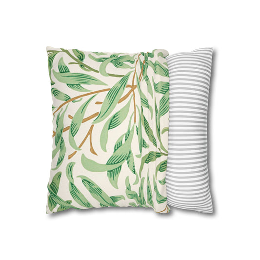 Willow Boughs Printed Square Pillow Cover (No Insert) -  Multiple Sizes (14"x14", 16"x16", 18"x18", 20"x20"), Includes zipper closure