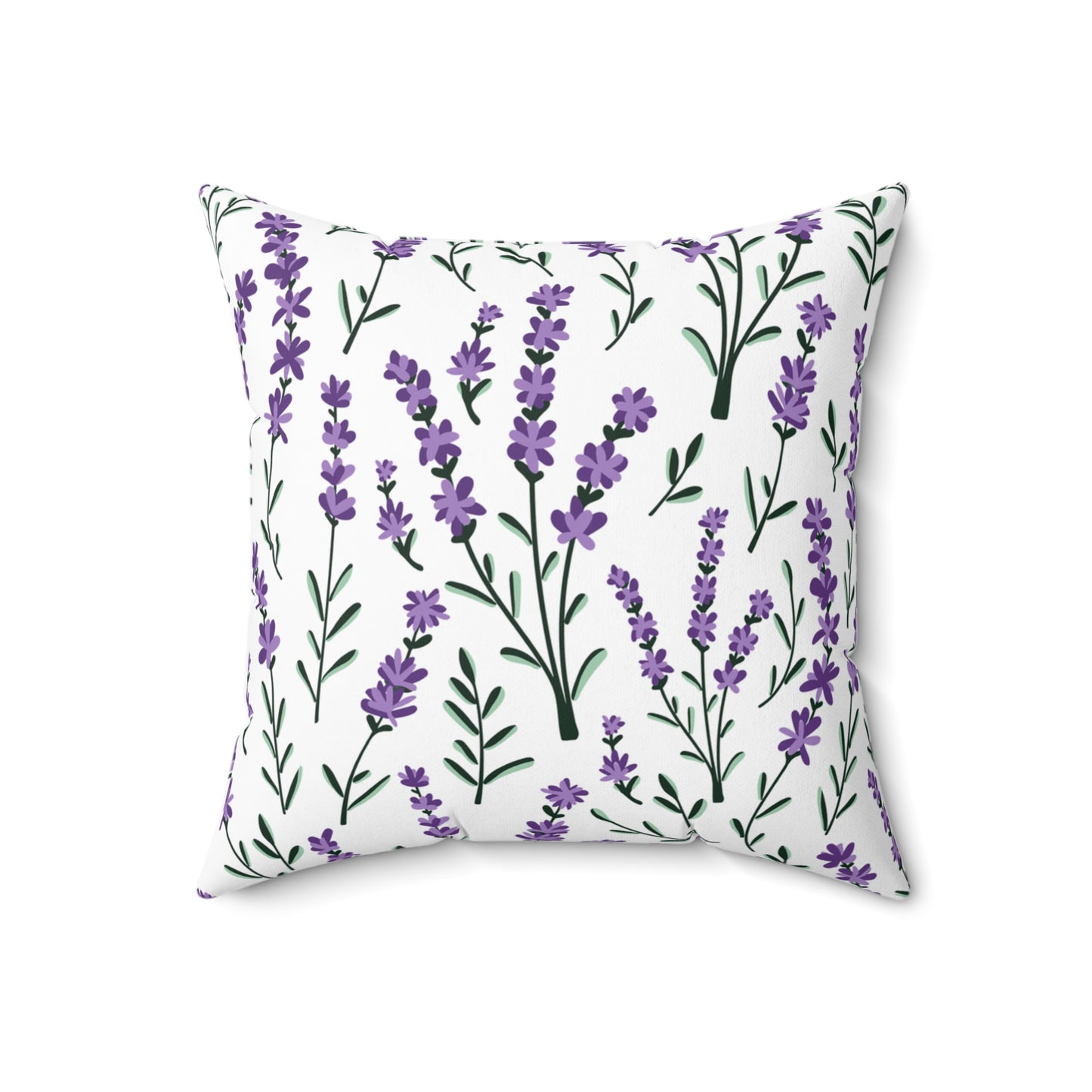 Lavender White Printed Square Pillow Cover with Insert -  Multiple Sizes (14"x14", 16"x16", 18"x18", 20"x20"), Includes insert and zipper closure