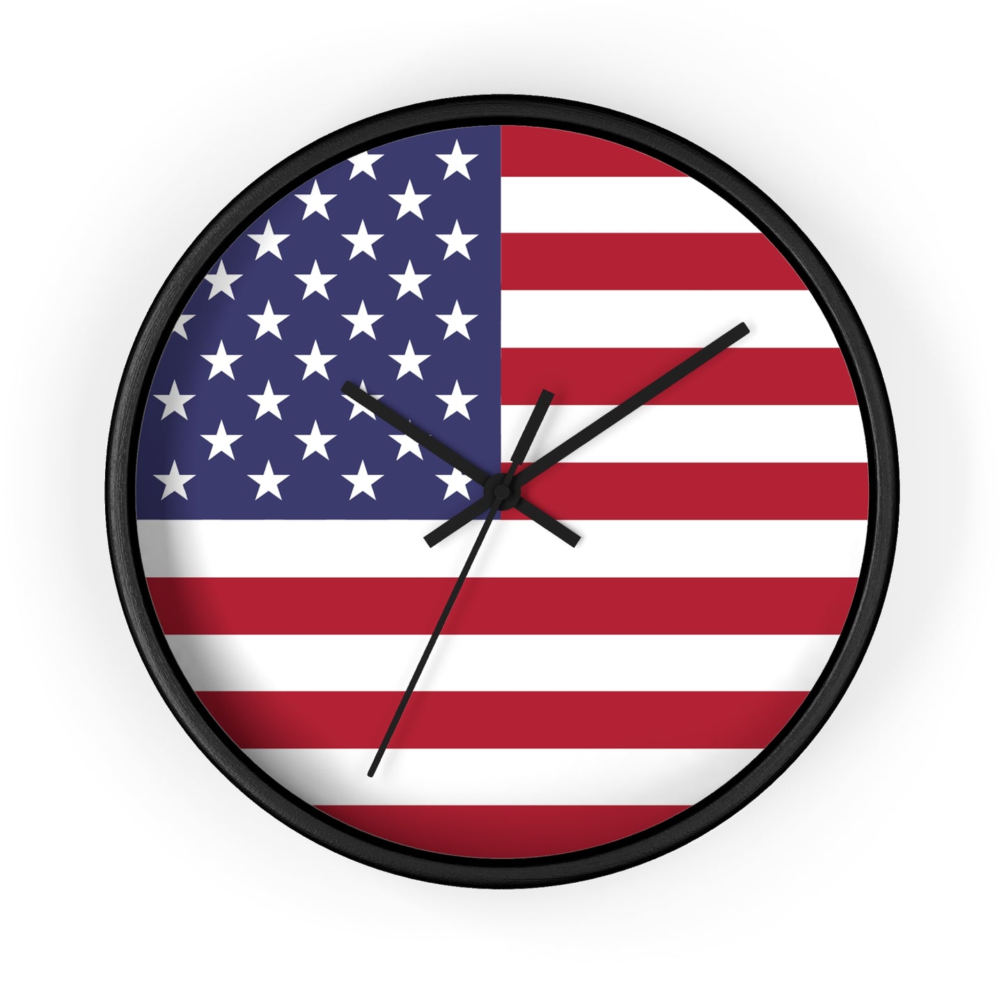 American Flag Wall Clock - Select from Black, White or Natural Wood Frame Color - Patriotic Design, Home Decor, USA Pride, Independence Day, Gifts for Him/Her, Office Decor