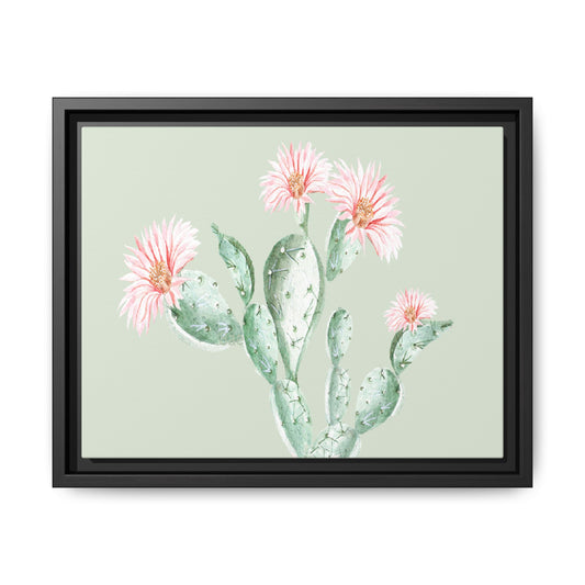 Cactus Flower Framed Matte Canvas Art - Multiple Frame Colors & Size Options