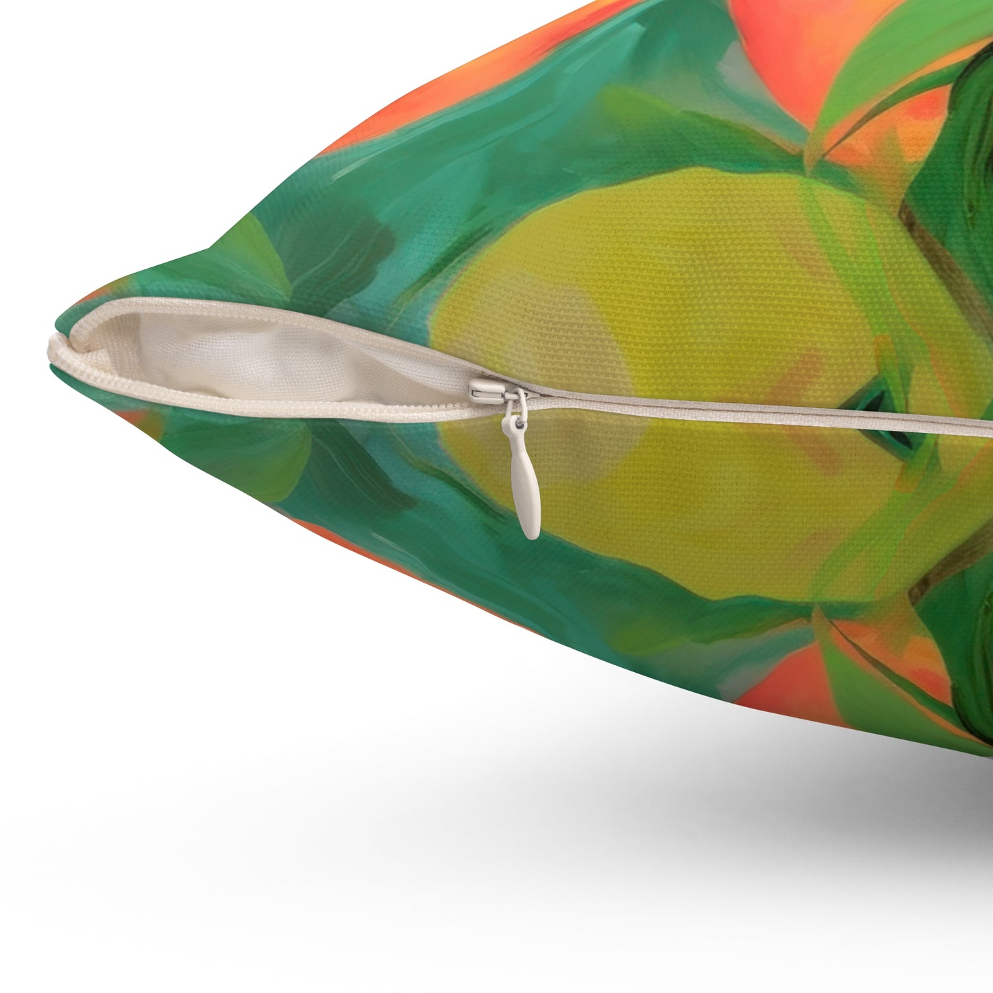 Mangoes Printed Square Pillow Cover with Insert -  Multiple Sizes (14"x14", 16"x16", 18"x18", 20"x20"), Includes insert and zipper closure