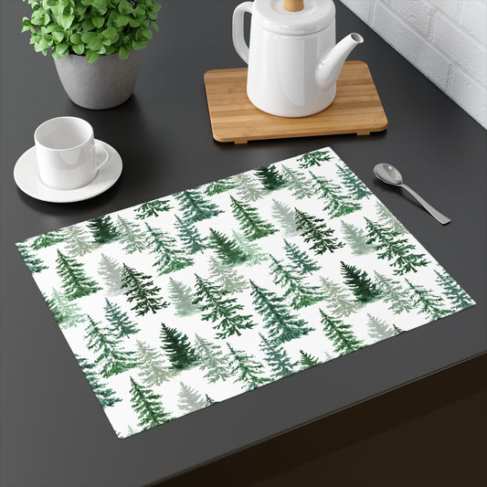 Fraser Fir Placemat - 18" × 14" Cotton Twill - Holiday / Christmas Placemat - Winter Forest Pattern Placemat, Christmas Table Decor, Holiday Dining Table Setting - Price for 1 Placemat