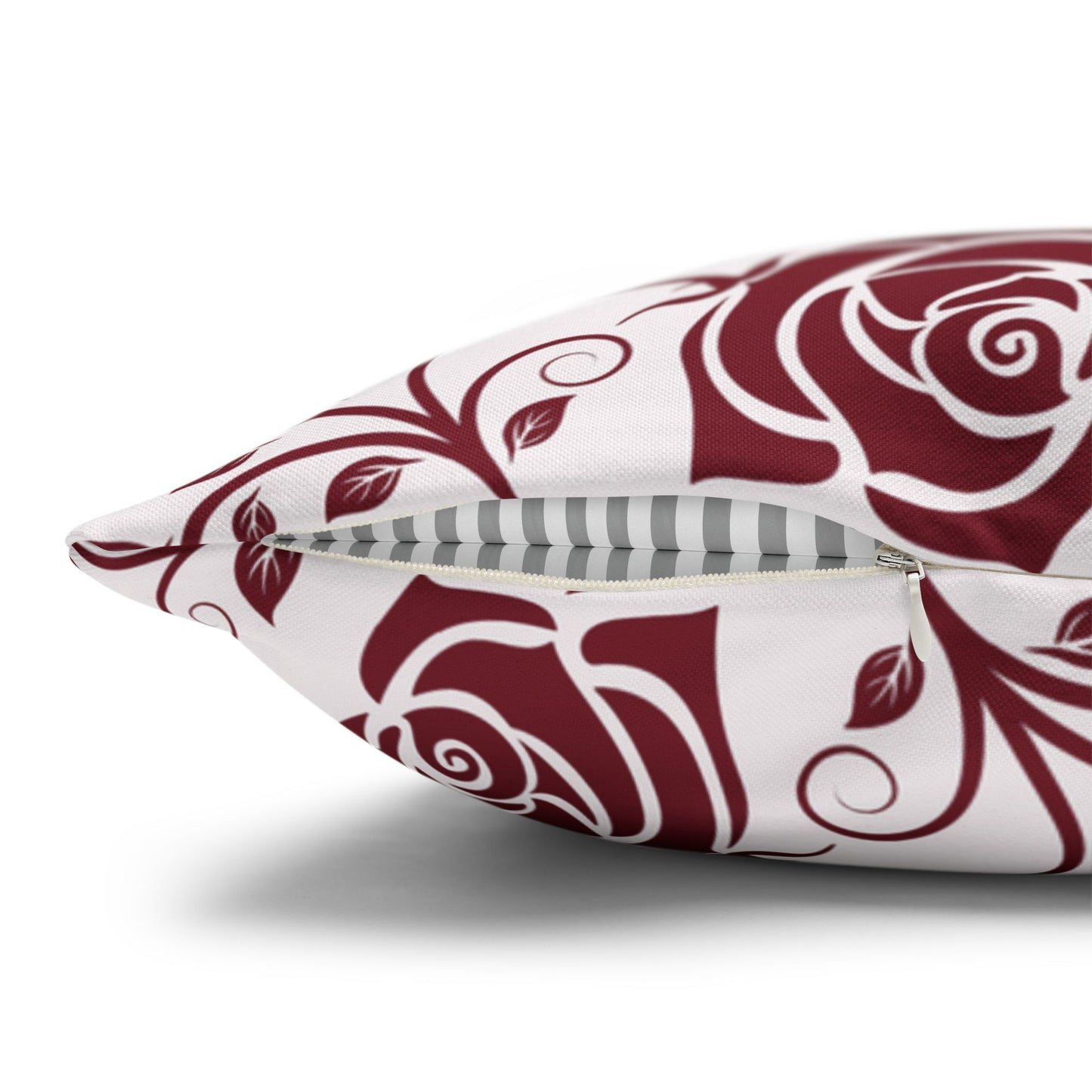 Burgundy Roses Printed Square Pillow Cover (no insert) - Multiple Sizes (14"x14", 16"x16", 18"x18", 20"x20"), Includes zipper closure, Burgundy Red Decorative Throw Pillowcase