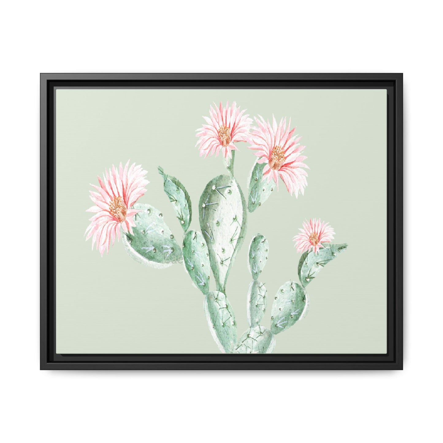 Cactus Flower Framed Matte Canvas Art - Multiple Frame Colors & Size Options