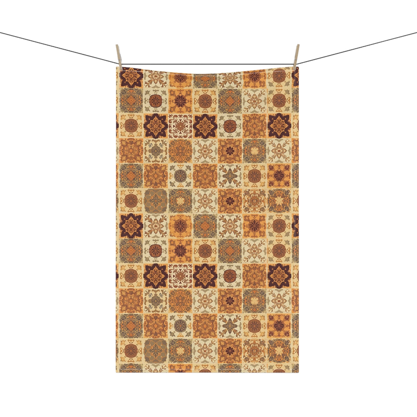 Fall Flowers Mosaic Tea Towel - 18" x 30", 100% Cotton Twill Kitchen Towels - Fall Autumn Tea Towels, Bohemian Kitchen Tea Towel, Cotton Fall Kitchen Towels, Thanksgiving Tea Towel, Gift for Housewarming, - Priced per towel