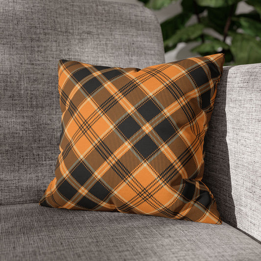 Halloween Plaid Pillow Cover (no insert) - Multiple Sizes (14"x14", 16"x16", 18"x18", 20"x20") Autumn Fall Plaid Pillowcase, Halloween Home Decor, Seasonal Cushion Cover, Perfect for Thanksgiving and Fall Decor, Home Gift for Halloween