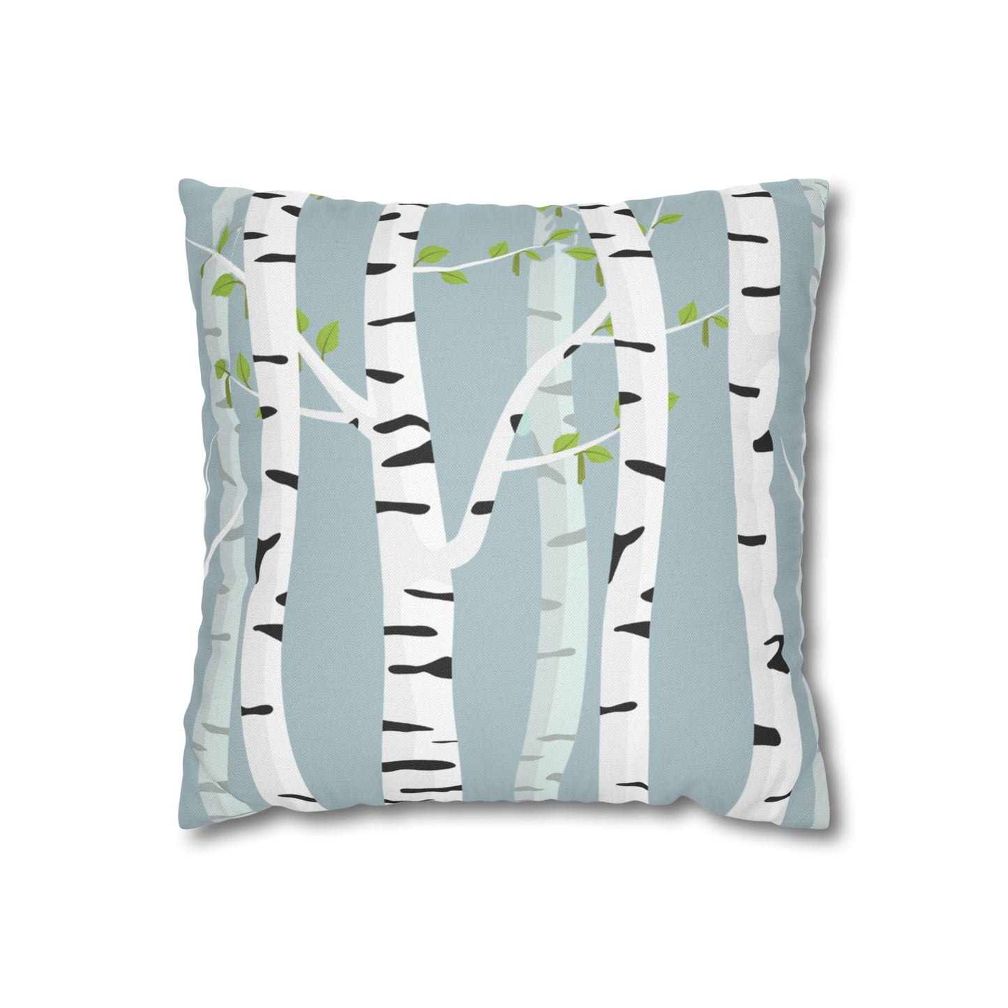 White Birch Printed Square Pillow Cover (no insert) -  Multiple Sizes (14"x14", 16"x16", 18"x18", 20"x20"), Includes zipper closure