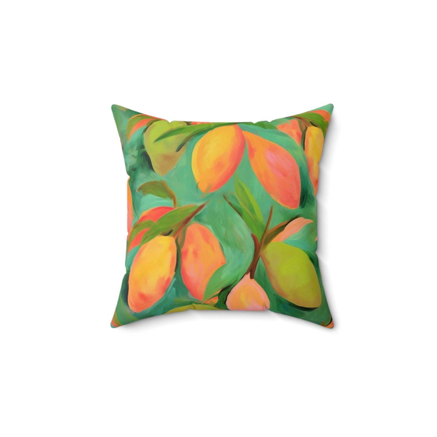 Mangoes Printed Square Pillow Cover with Insert -  Multiple Sizes (14"x14", 16"x16", 18"x18", 20"x20"), Includes insert and zipper closure