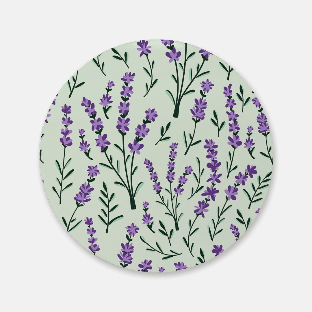 Lavender Sage - Round Hardboard Coaster, Cork Backed  - 3.75"x 3.75" - Perfect for Home Decor & Gifts - Priced per coaster