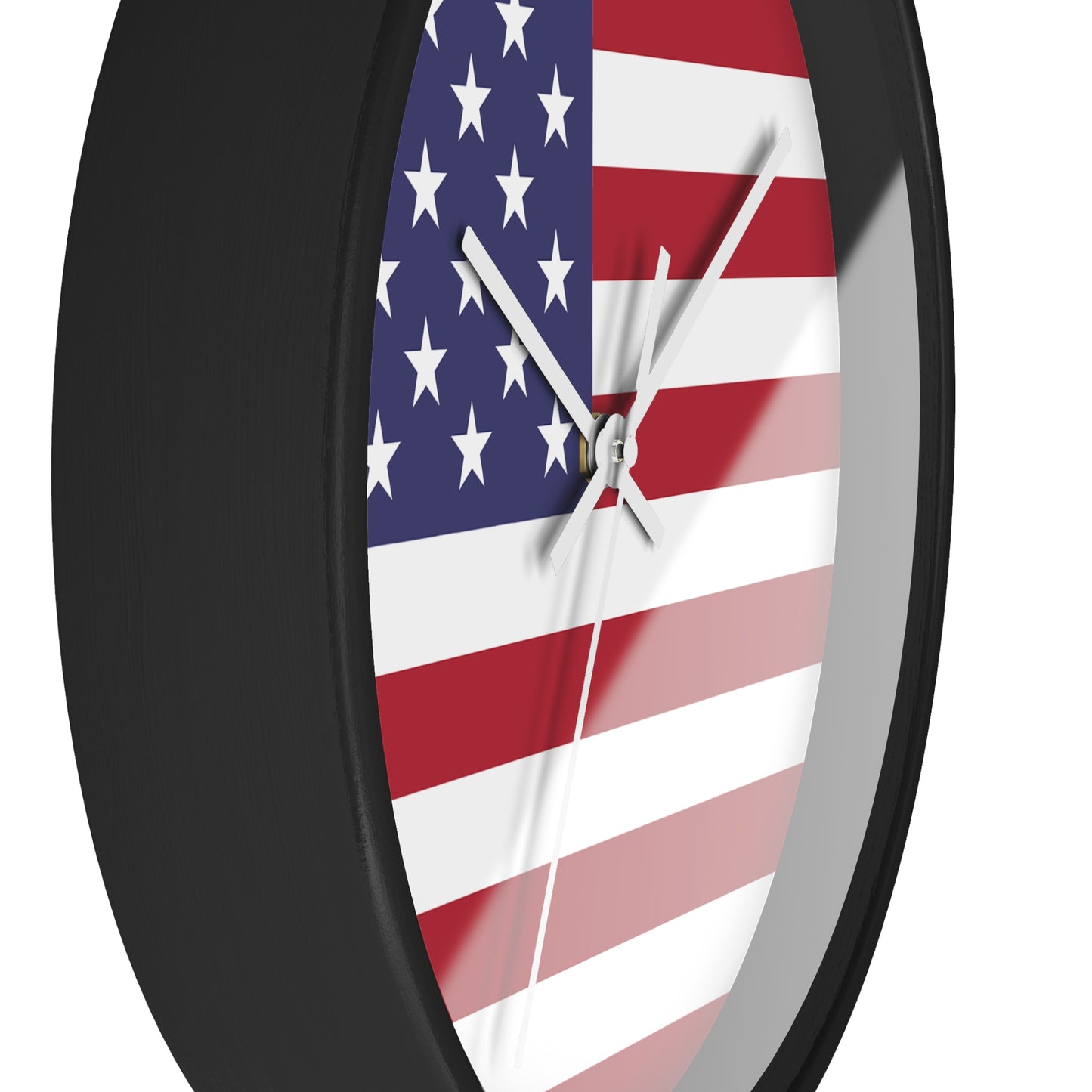 American Flag Wall Clock - Select from Black, White or Natural Wood Frame Color - Patriotic Design, Home Decor, USA Pride, Independence Day, Gifts for Him/Her, Office Decor