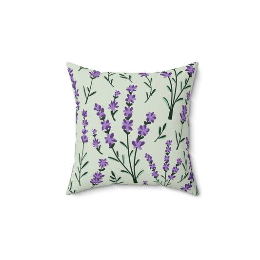 Lavender Sage Printed Square Pillow Cover with Insert -  Multiple Sizes (14"x14", 16"x16", 18"x18", 20"x20"), Includes insert and zipper closure