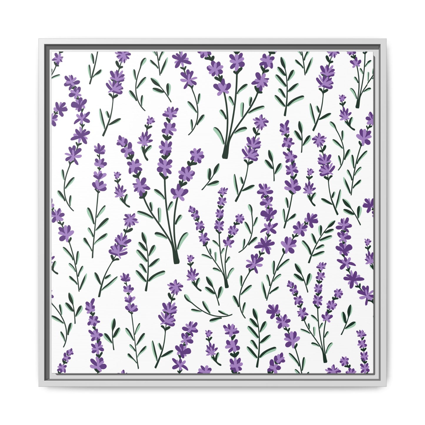 Lavender White Framed Matte Canvas Art - Multiple Frame Color &  Size Options