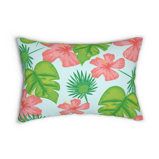 Tropical Island Printed  Lumbar Pillow with Insert (20" x 14") - Includes insert and zipper closure